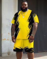 Street Hip Hop Colorblock Irregular Geometric Print Large Men's Suit